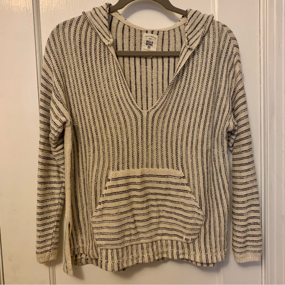 Billabong Baja Hooded Sweater - Women’s- Size Medium - Cream & Black